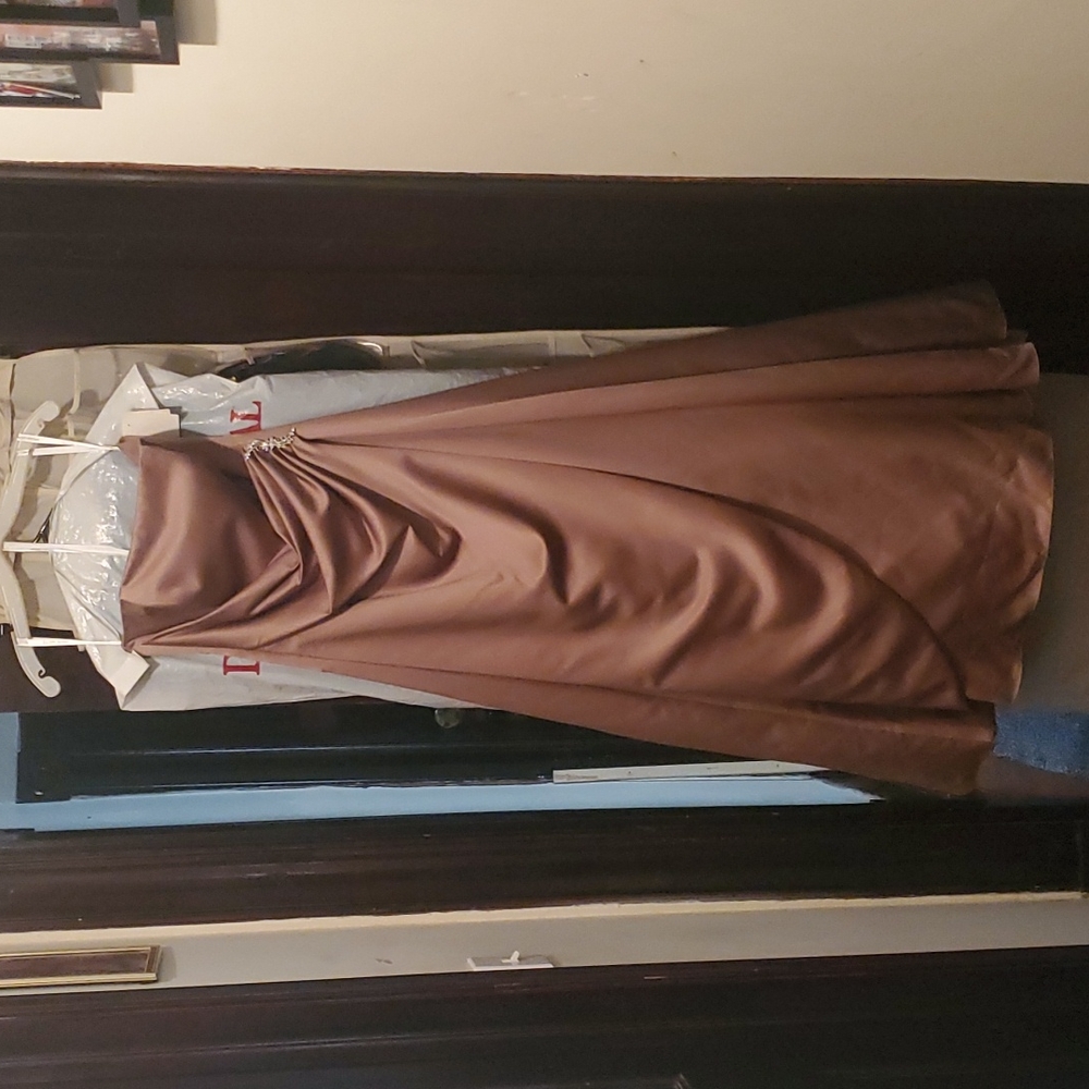 Strapless Latte Wedding/ Bridesmaid/ Prom Dress